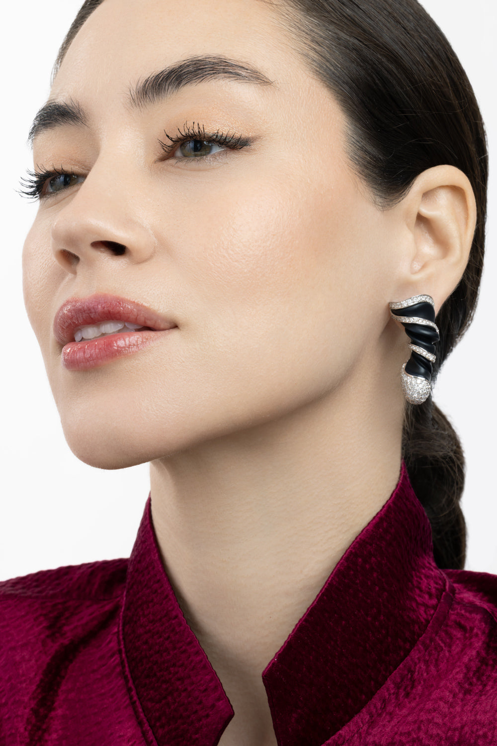 Black Agate Diamond Frost Earrings