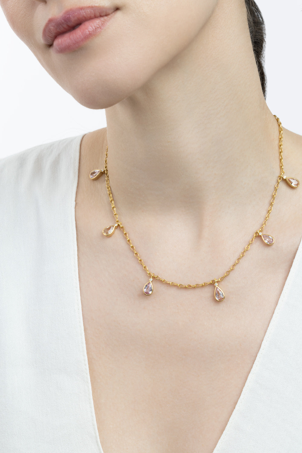  Sapphire Diamond Flare Necklace-YELLOW GOLD-16-JEWELRYFINE JEWELNECKLACE O-CAMILLE BEINHORN 