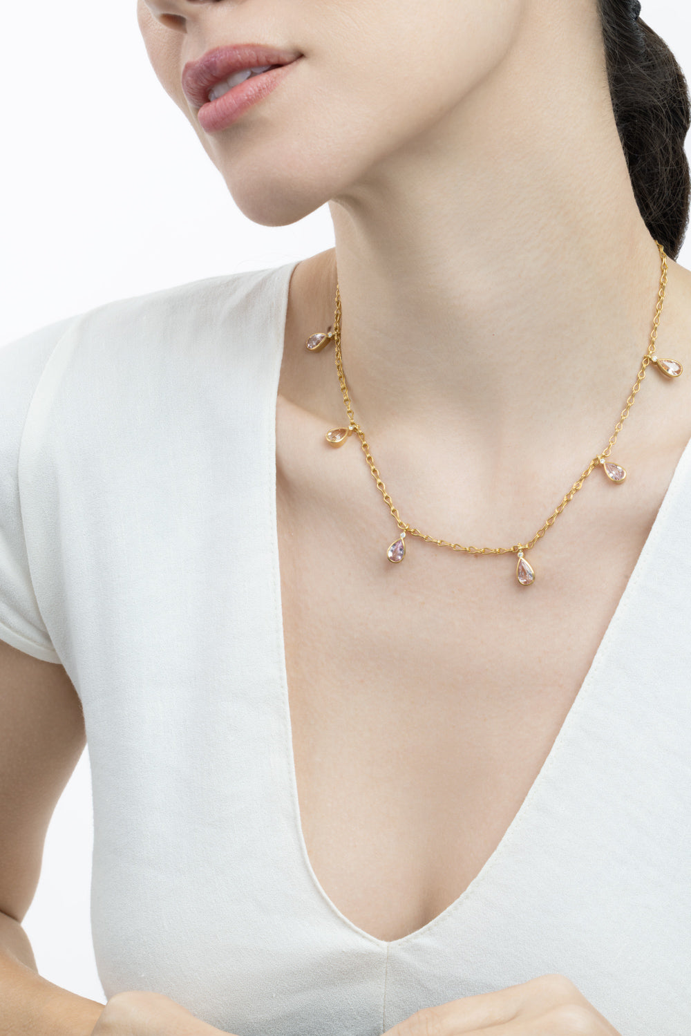 Sapphire Diamond Flare Necklace-YELLOW GOLD-16-JEWELRYFINE JEWELNECKLACE O-CAMILLE BEINHORN