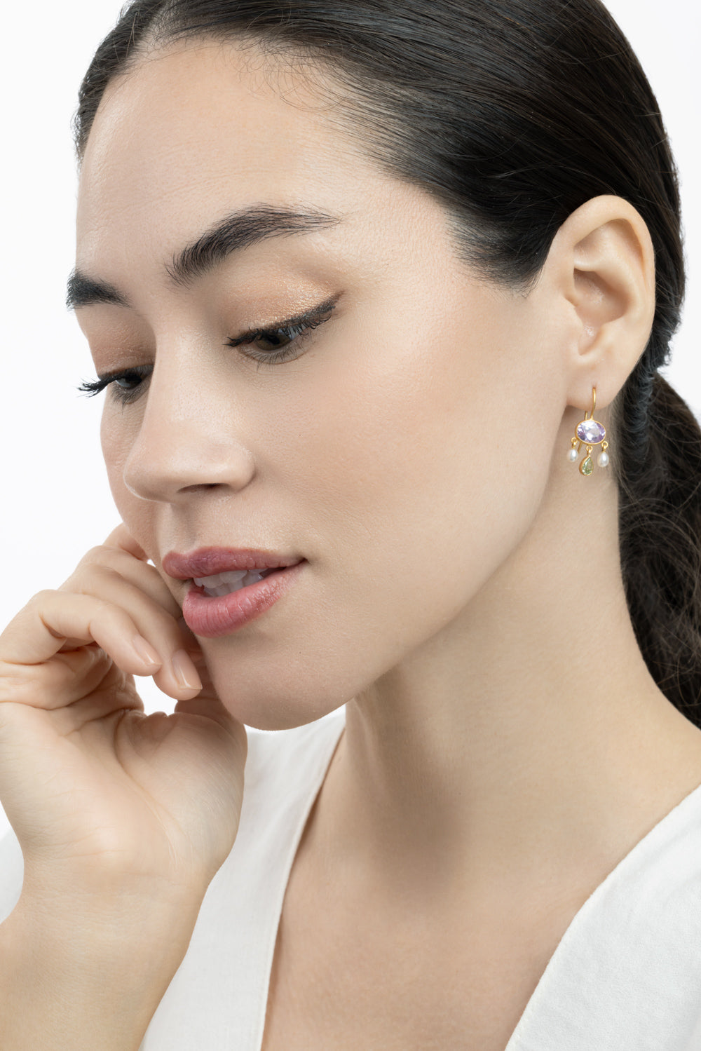 Lilac Spinel Girandole Earrings-YELLOW GOLD-JEWELRYFINE JEWELEARRING-CAMILLE BEINHORN