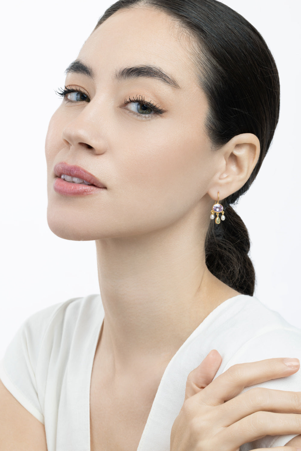  Lilac Spinel Girandole Earrings-YELLOW GOLD-JEWELRYFINE JEWELEARRING-CAMILLE BEINHORN 