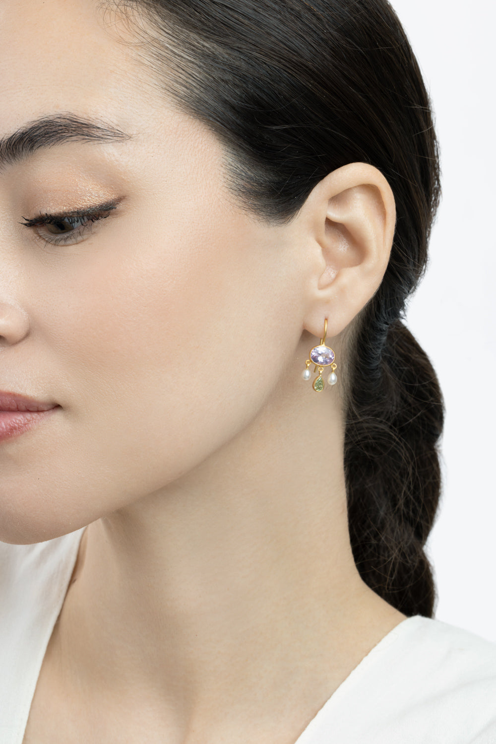  Lilac Spinel Girandole Earrings-YELLOW GOLD-JEWELRYFINE JEWELEARRING-CAMILLE BEINHORN 