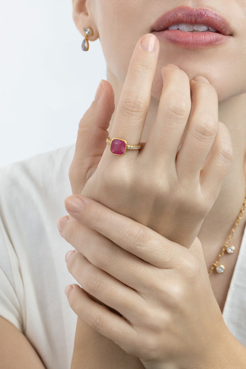 Mahenge Spinel Bezel Ring-YELLOW GOLD-6.5-JEWELRYFINE JEWELRING-CAMILLE BEINHORN
