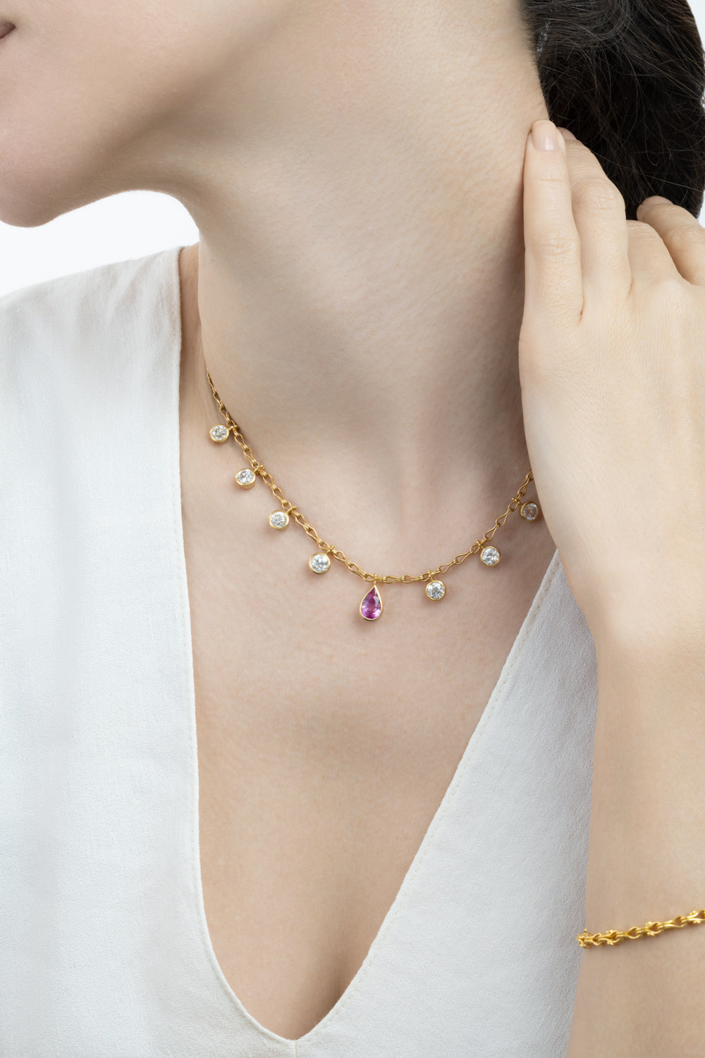  Mahenge Spinel Antique Diamond Flare Necklace-YELLOW GOLD-16-JEWELRYFINE JEWELNECKLACE O-CAMILLE BEINHORN 