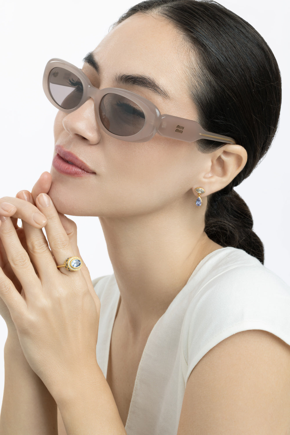  Sculpted Oval Sunglasses-PINK-ACCESSORIESUNGLASSES-MIU MIU 