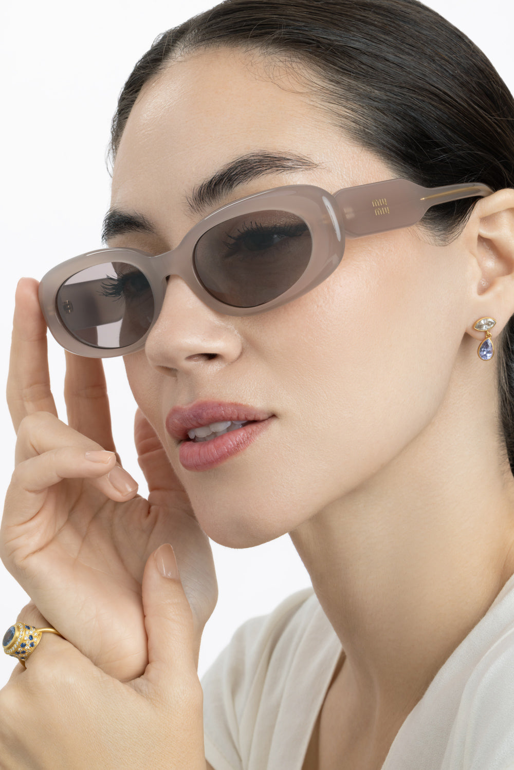 Sculpted Oval Sunglasses-PINK-ACCESSORIESUNGLASSES-MIU MIU