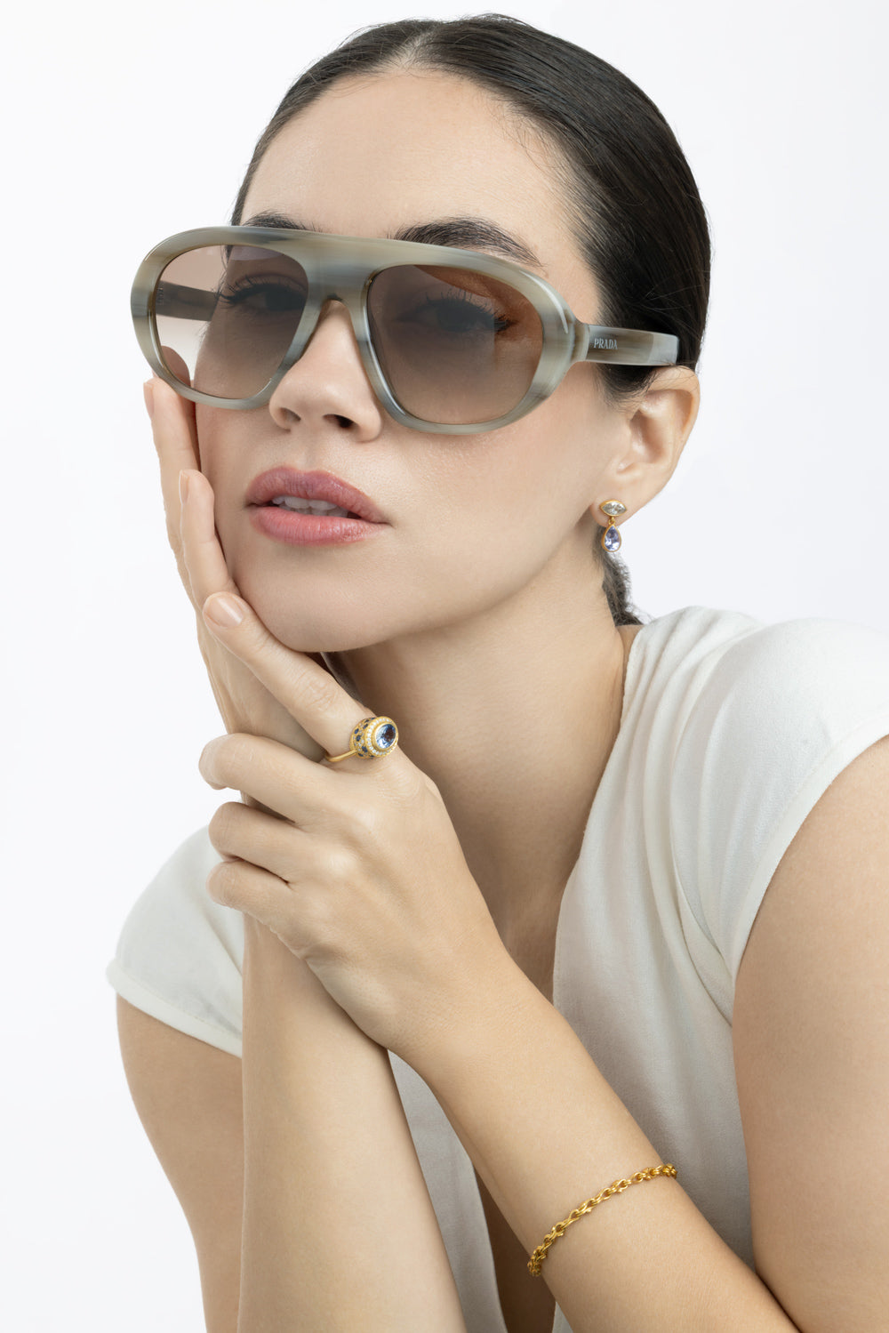  Oversized Aviator Sunglasses-CREAM-ACCESSORIESUNGLASSES-PRADA 
