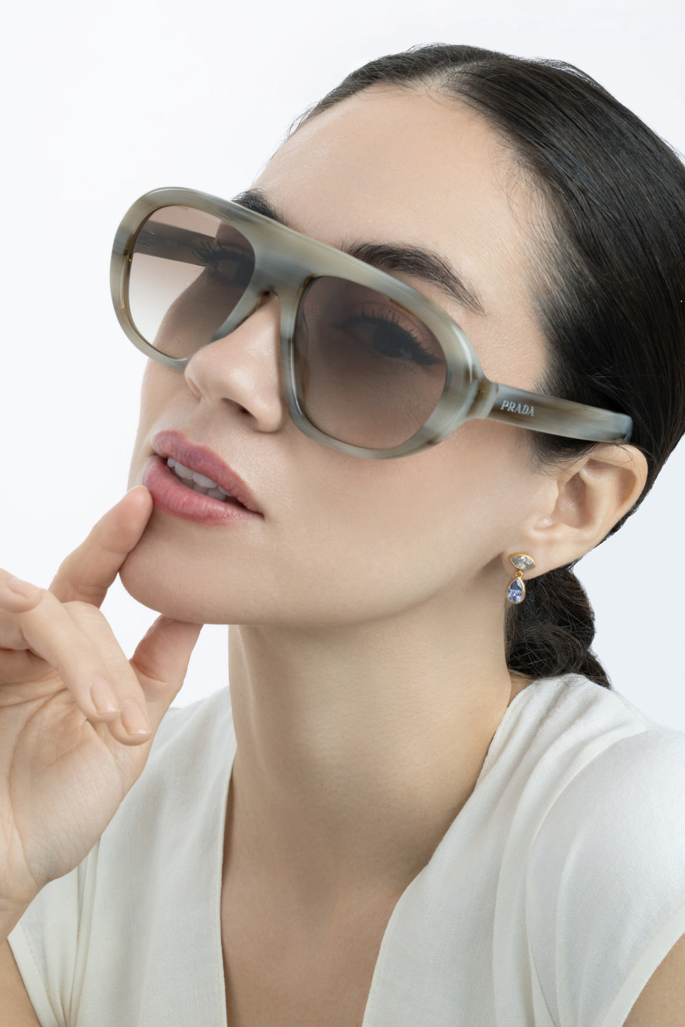  Oversized Aviator Sunglasses-CREAM-ACCESSORIESUNGLASSES-PRADA 