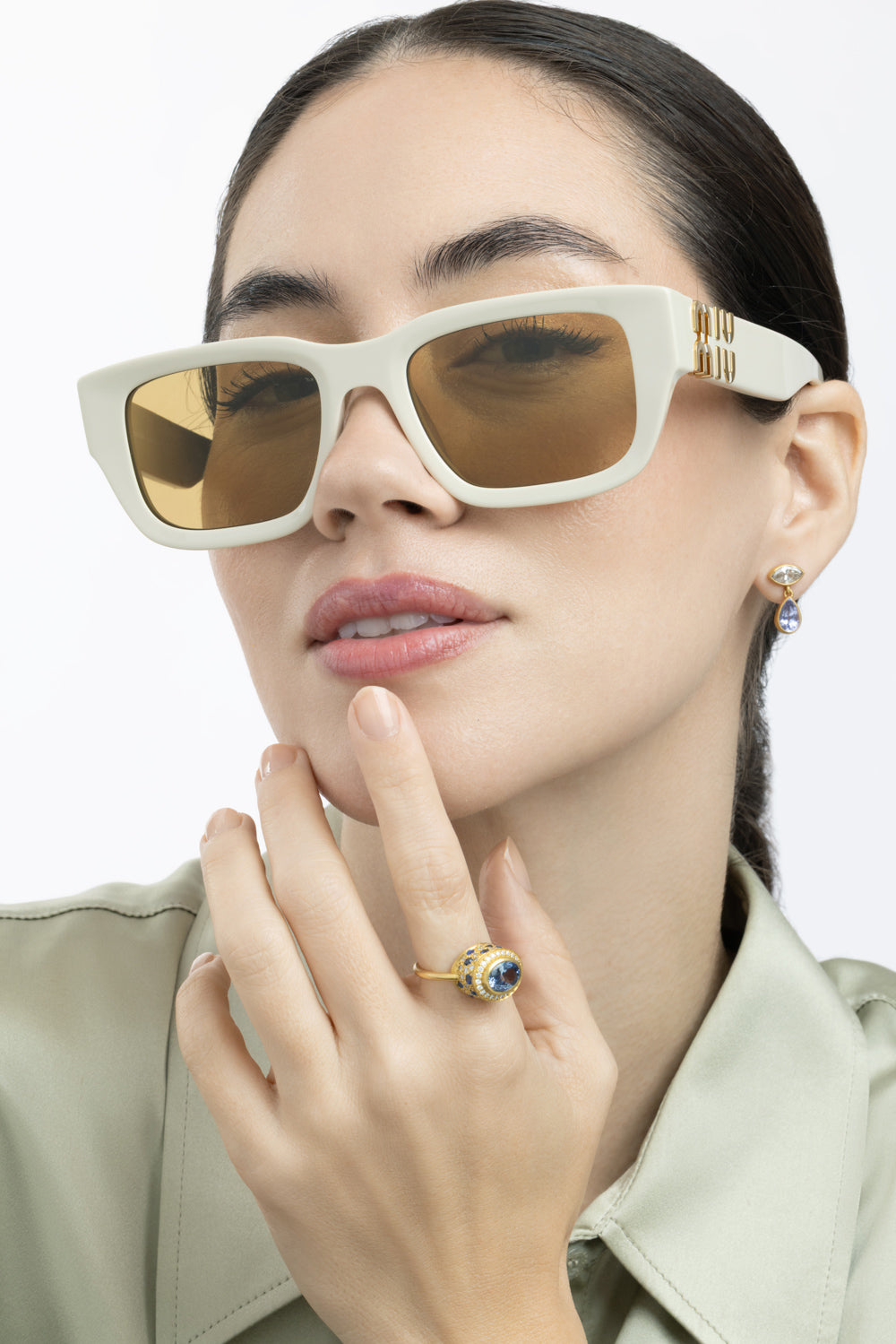  Oversized Rectangular Sunglasses-CREAM-ACCESSORIESUNGLASSES-MIU MIU 