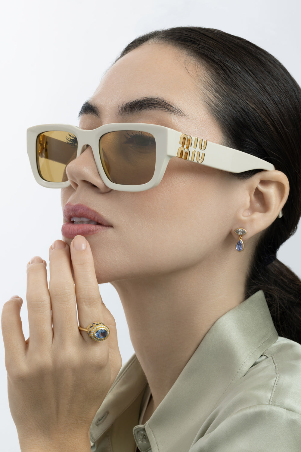  Oversized Rectangular Sunglasses-CREAM-ACCESSORIESUNGLASSES-MIU MIU 