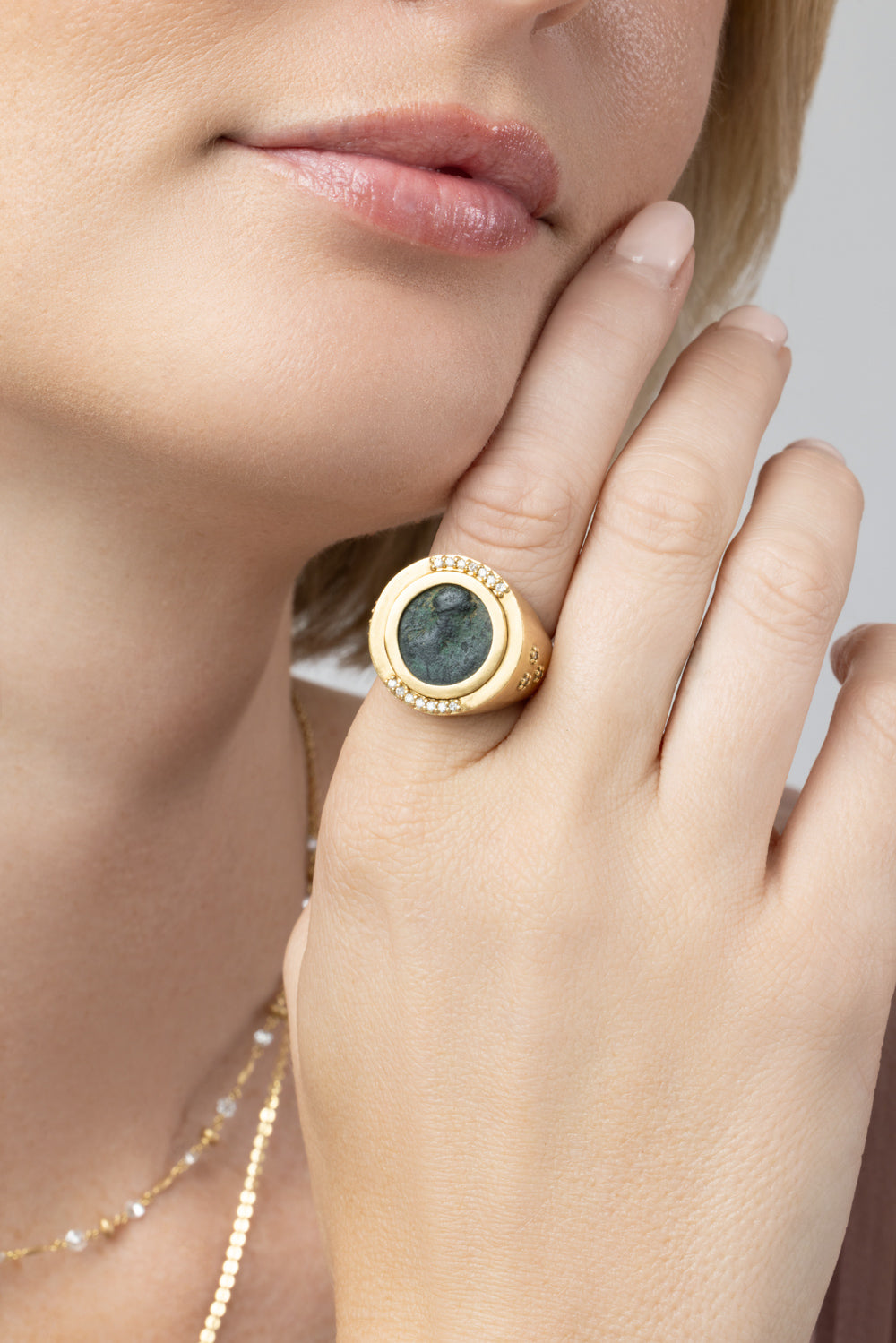 Diamond Antiquity Kushan Coin Ring