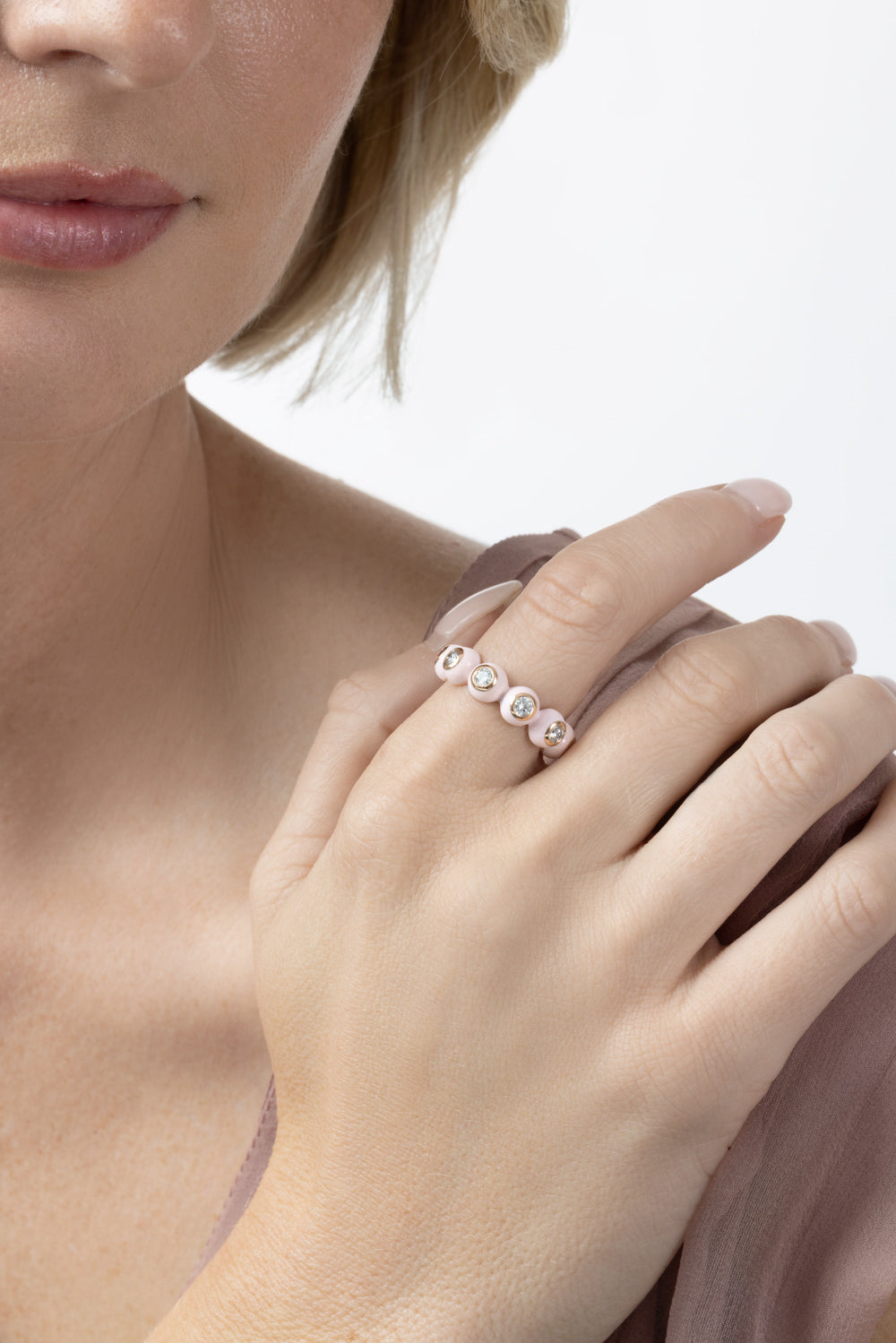 Diamond Pastel Pink Audrey Eternity Ring