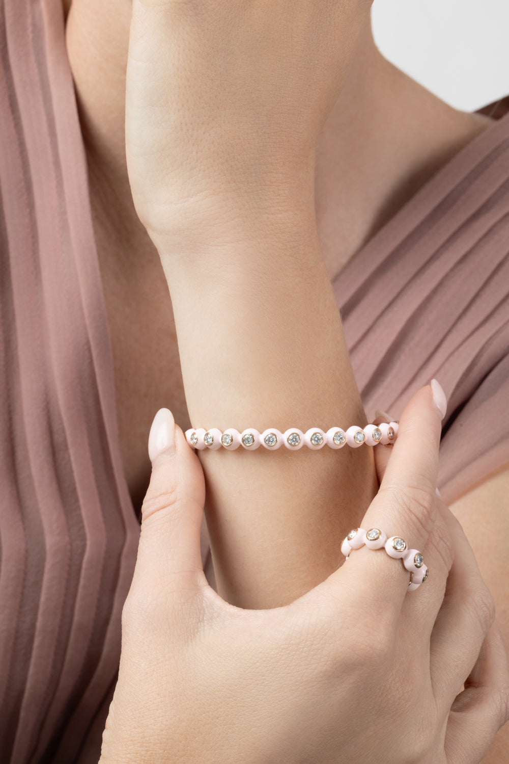 Diamond Pastel Pink Audrey Hinge Bracelet