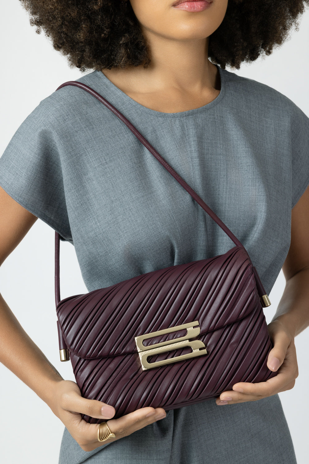Dorian Soft Bag - Burgundy-RED-HANDBAGSHOULDER-VICTORIA BECKHAM
