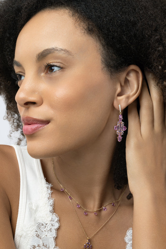 Sapphire Peony Unfolding Earrings