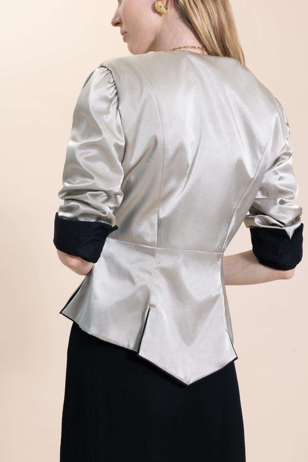 Shiny Mix Button Jacket-SLVRCLOU-36-CLOTHINGJACKETCASUAL-CHLOÉ