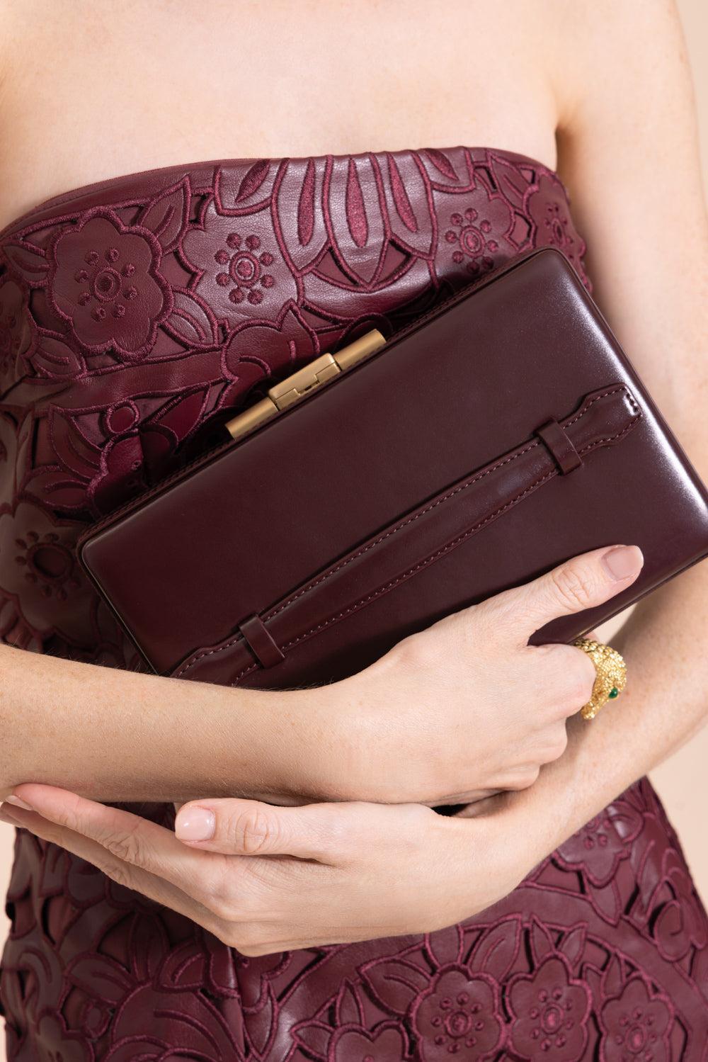 Box Clutch-BURGUNDY-HANDBAGCLUTCHES-VICTORIA BECKHAM