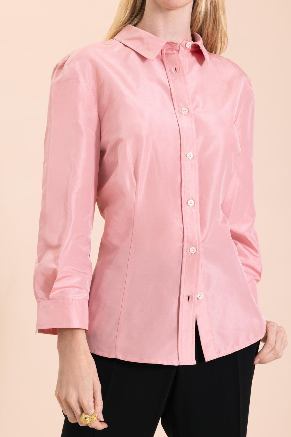 Taffeta Shirt - Blush-BLUSH-0-CLOTHINGTOPBLOUSE-CAROLINA HERRERA