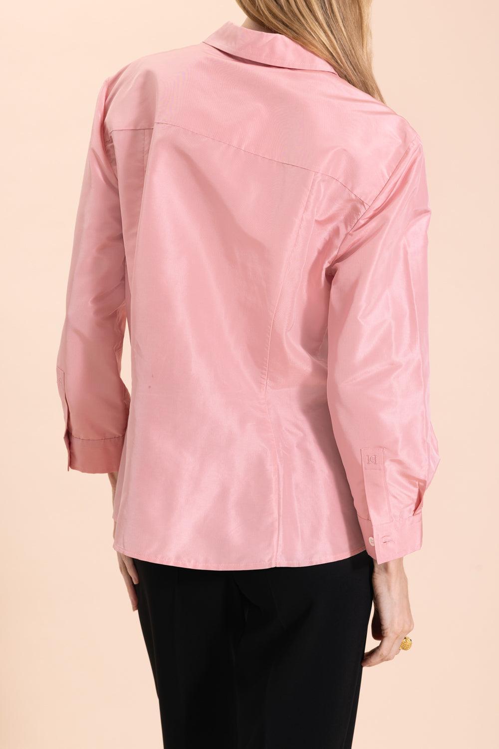 Taffeta Shirt - Blush-BLUSH-0-CLOTHINGTOPBLOUSE-CAROLINA HERRERA