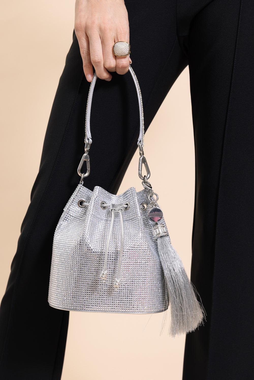 Piper Fullbead Bucket Bag-SILRHINE-O/S-HANDBAGTOP HANDLE-JUDITH LEIBER