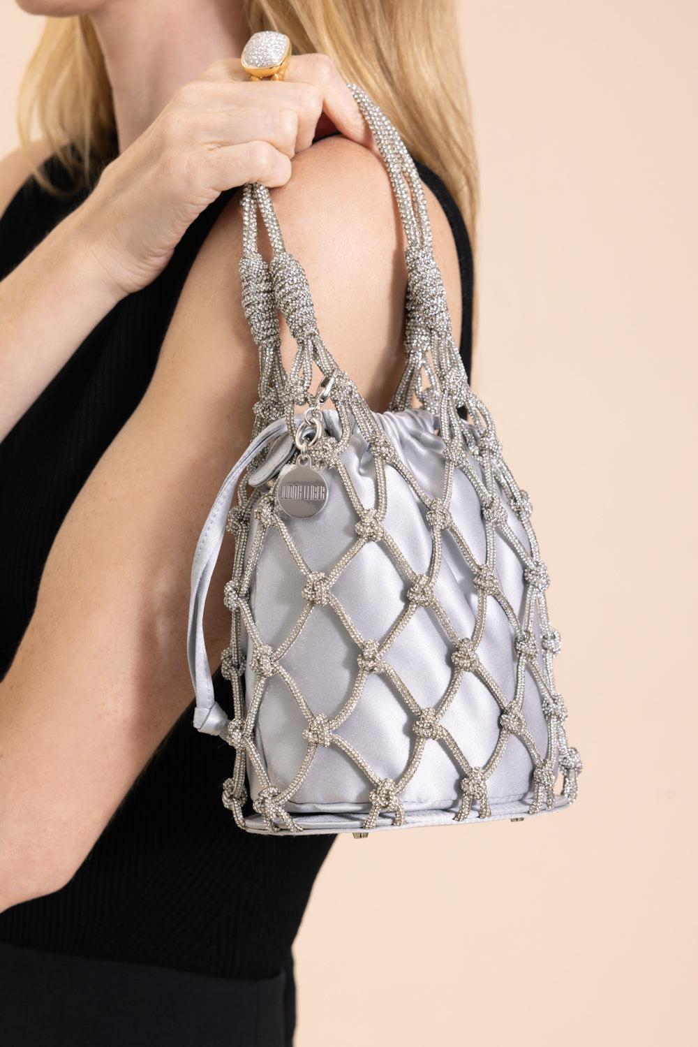 Crystal Net Pouch - Silver Rhine-SILRHINE-O/S-HANDBAGCLUTCHES-JUDITH LEIBER