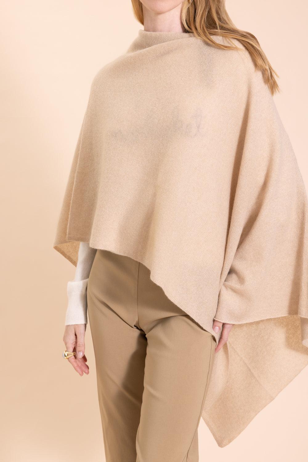 Ruana Cashmere Poncho Cape - Brown Sugar-BROWN SUGAR-O/S-CLOTHINGTOPPONCHO-MINNIE ROSE