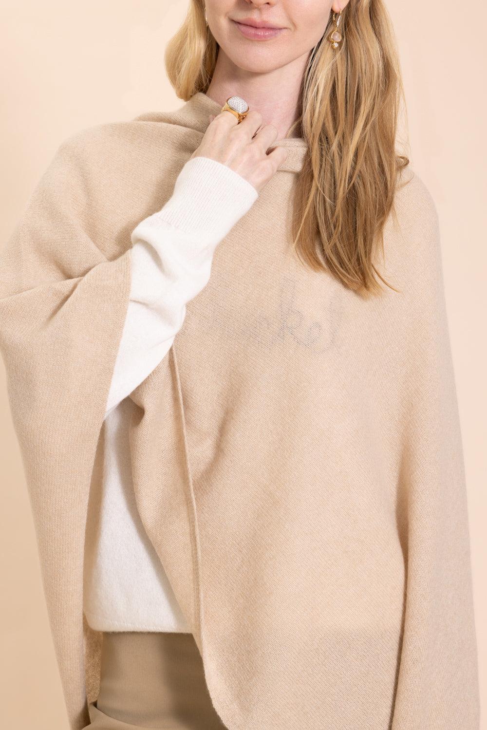 Ruana Cashmere Poncho Cape - Brown Sugar-BROWN SUGAR-O/S-CLOTHINGTOPPONCHO-MINNIE ROSE