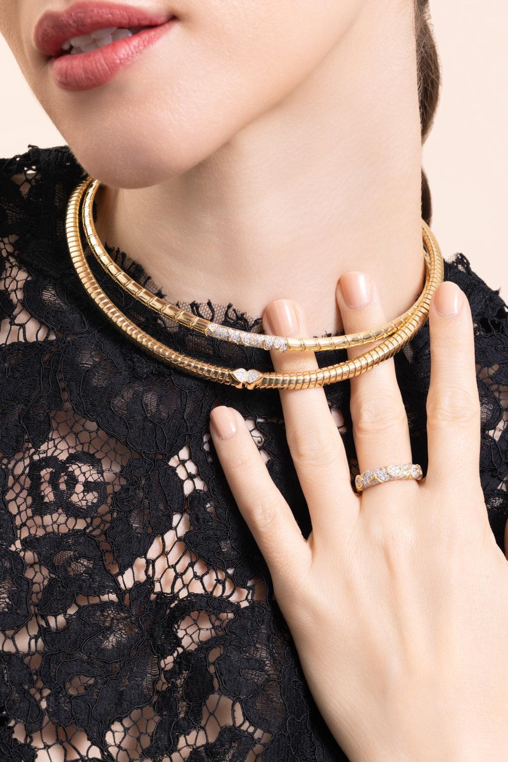 Diamond Ondine Collar Necklace-YELLOW GOLD-SMALL-JEWELRYFINE JEWELNECKLACE O-MARINA B