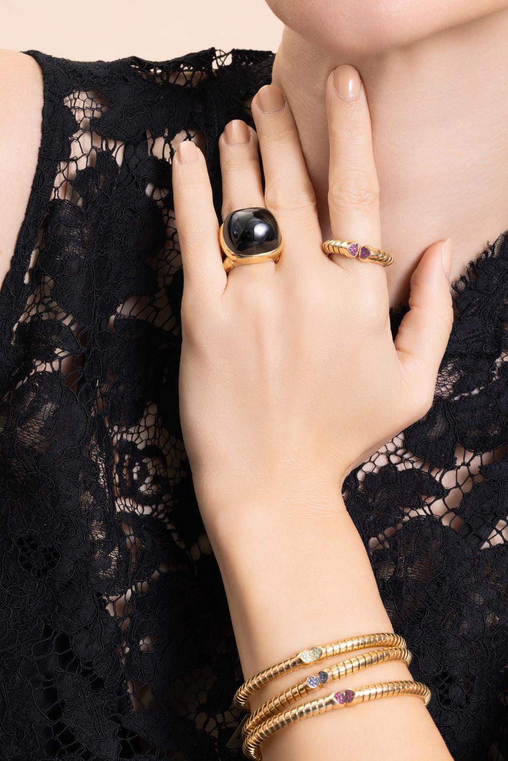 Black Spinel Tigella Ring-YELLOW GOLD-7-JEWELRYFINE JEWELRING-MARINA B