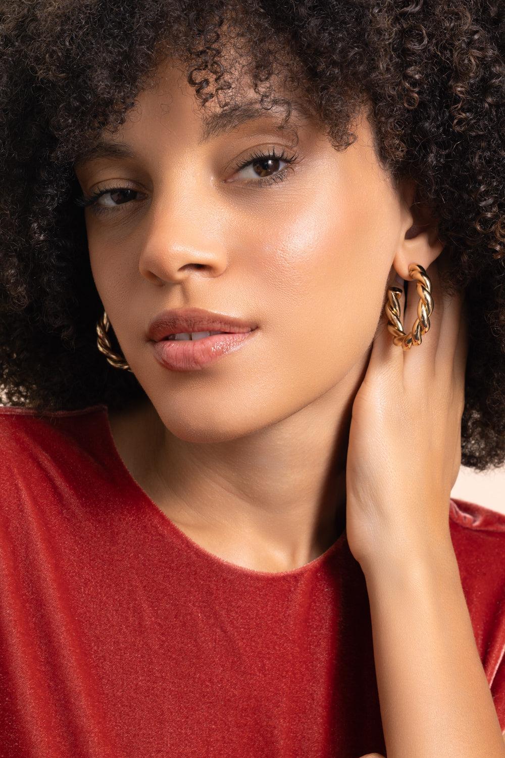 Twisted Lilly Mini Hoop Earrings - 1in-YELLOW-JEWELRYBOUTIQUEEARRING-JENNIFER FISHER
