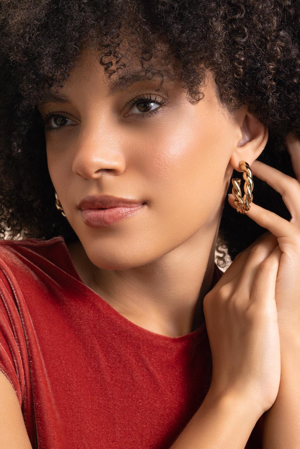 Twisted Lilly Mini Hoop Earrings - 1in-YELLOW-JEWELRYBOUTIQUEEARRING-JENNIFER FISHER