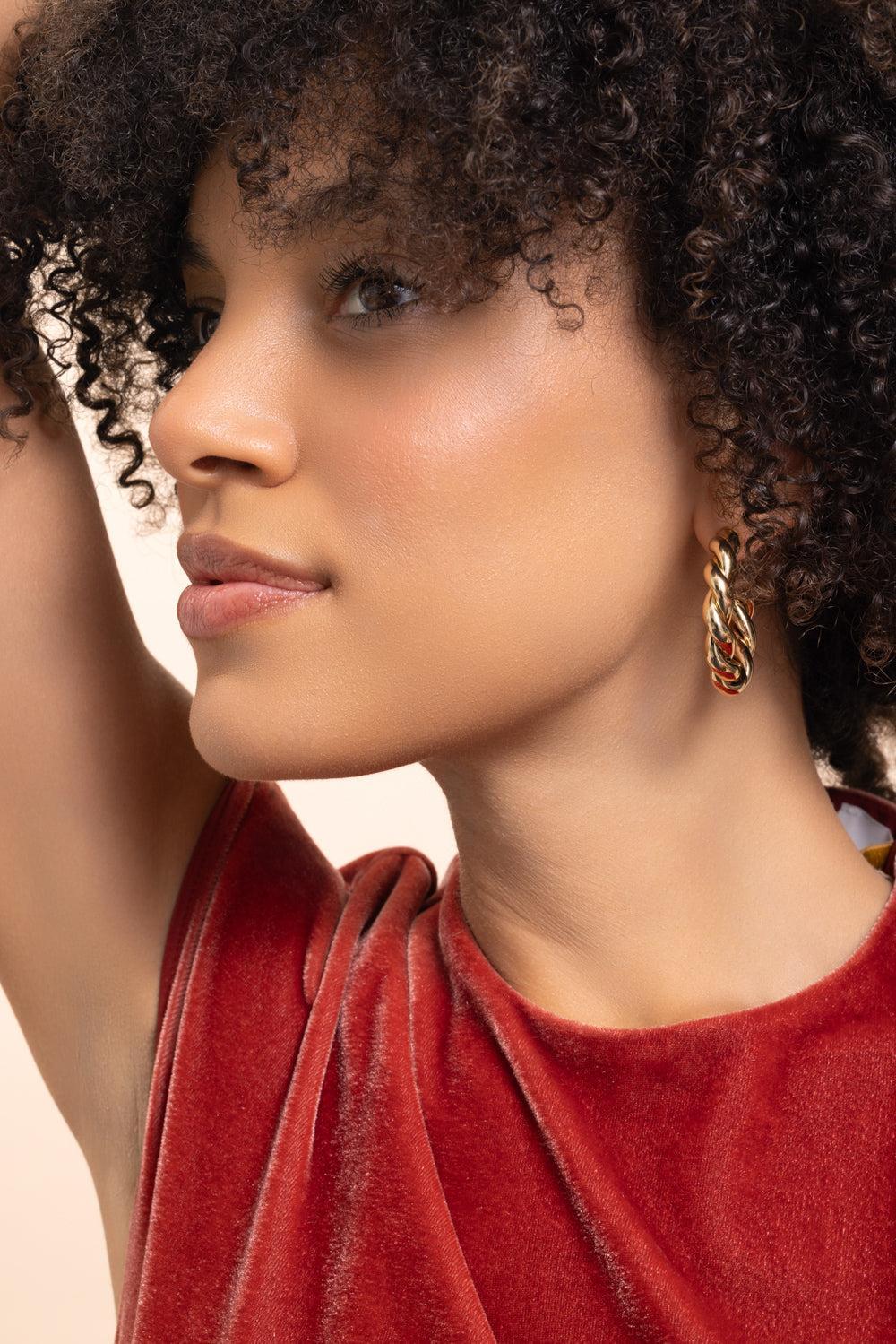 Twisted Lilly Mini Hoop Earrings - 1in-YELLOW-JEWELRYBOUTIQUEEARRING-JENNIFER FISHER