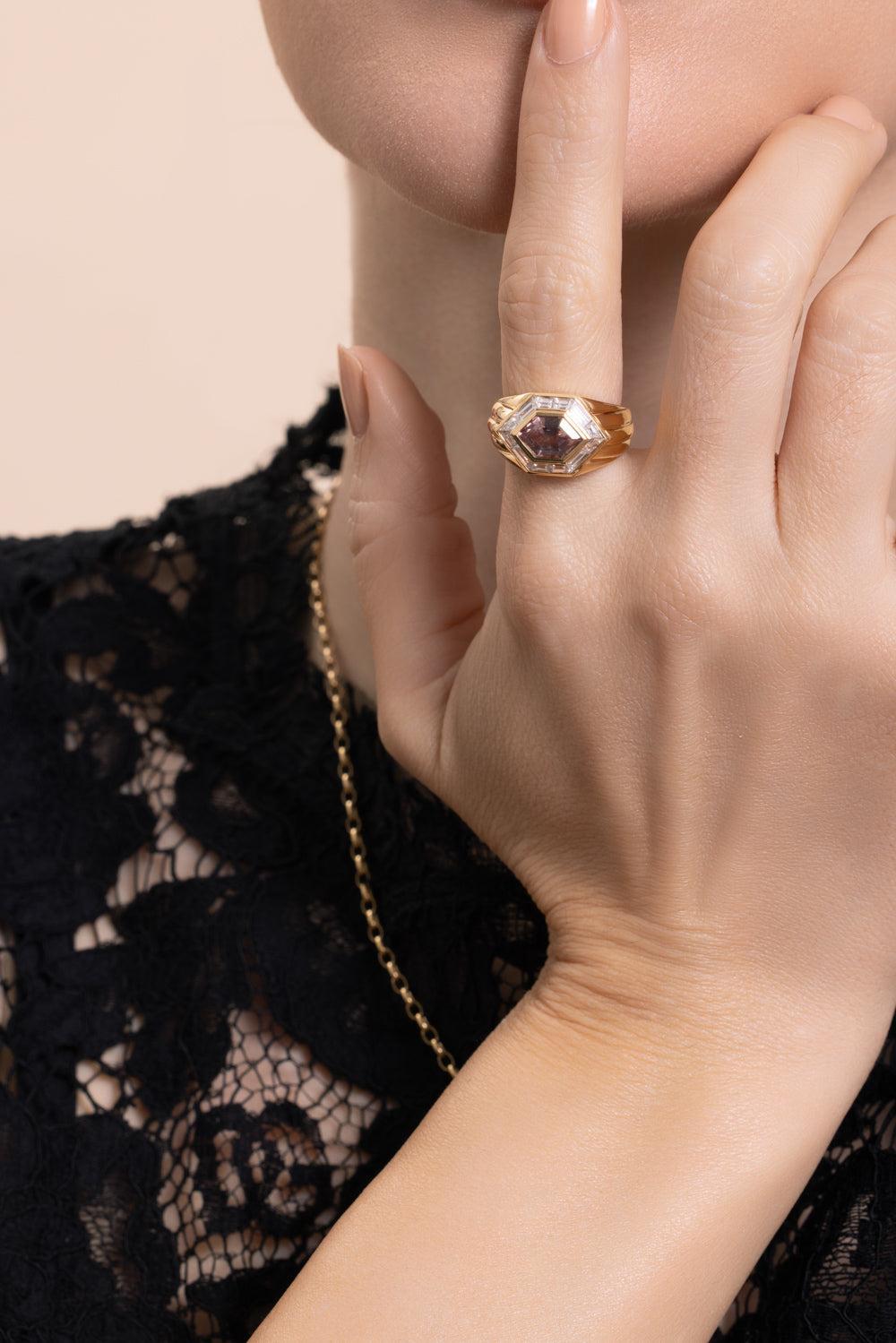 Garnet Diamond Malaya Ring-YELLOW GOLD-6.5-JEWELRYFINE JEWELRING-SORELLINA