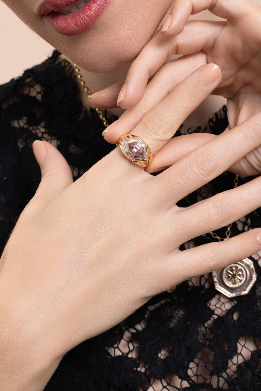 Garnet Diamond Malaya Ring-YELLOW GOLD-6.5-JEWELRYFINE JEWELRING-SORELLINA