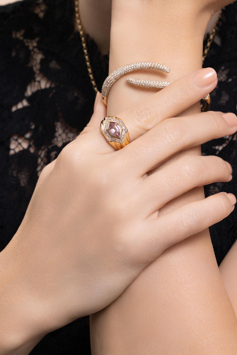 Garnet Diamond Malaya Ring-YELLOW GOLD-6.5-JEWELRYFINE JEWELRING-SORELLINA