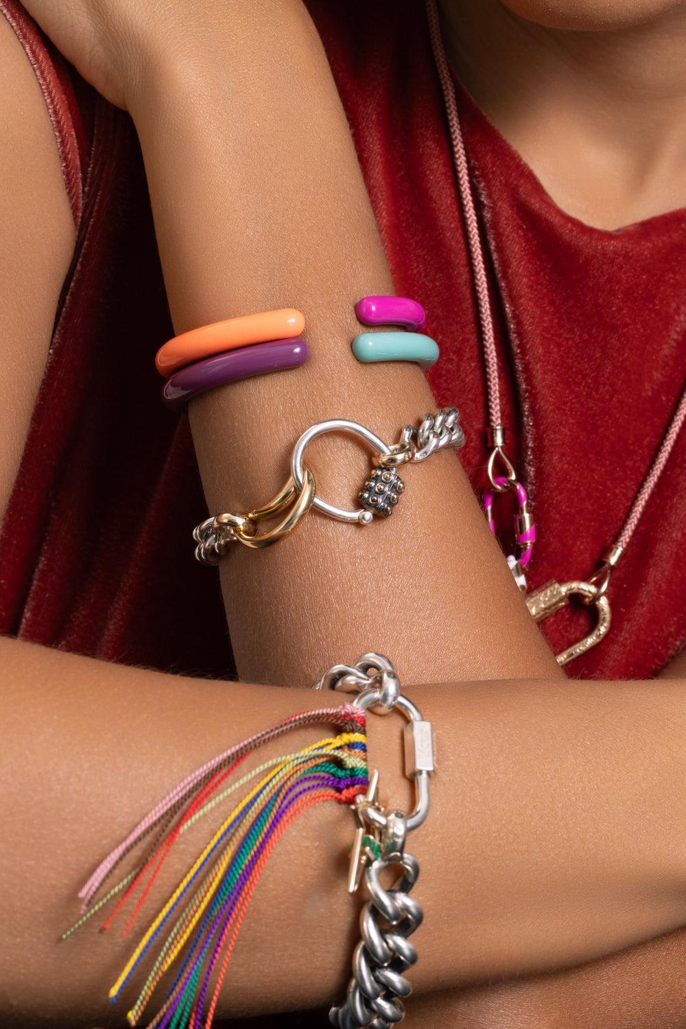 Fuchsia Tacky Hinged Cuffling Bracelet-SILVER-6-6.5-JEWELRYFINE JEWELBRACELET O-MARLA AARON