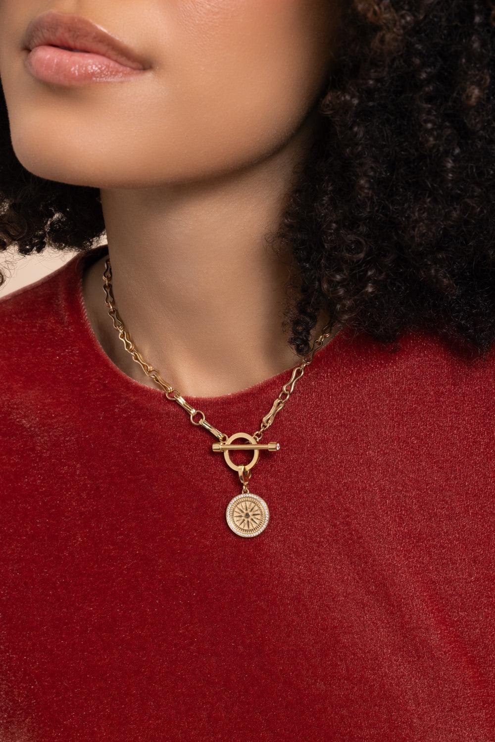Sunburst Diamond Small Coin Charm-YELLOW GOLD-JEWELRYFINE JEWELPENDANT-AZLEE