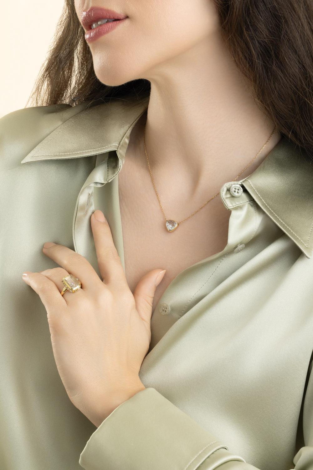 Naipe Heart-ish Necklace-YELLOW GOLD-JEWELRYFINE JEWELNECKLACE O-MORITZ GLIK