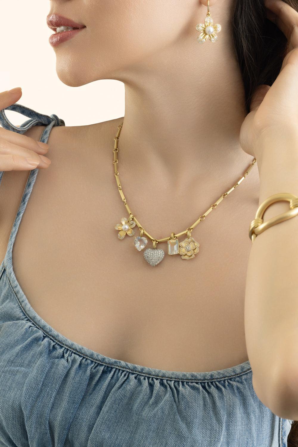 Rainbow Moonstone Heroic Love Pendant-YELLOW GOLD-JEWELRYFINE JEWELPENDANT-IRENE NEUWIRTH JEWELRY