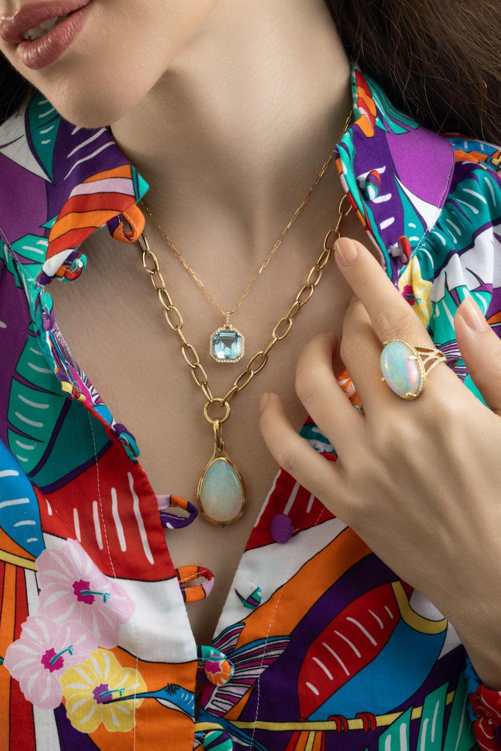 Pear Opal Large G-One Pendant Necklace-YELLOW GOLD-18-JEWELRYFINE JEWELNECKLACE O-GOSHWARA