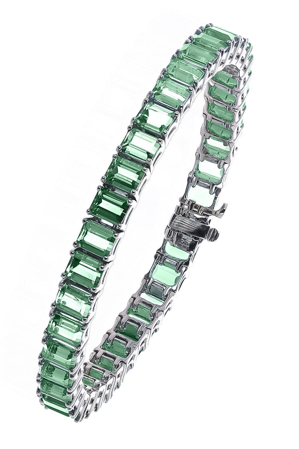 Tourmaline Aquamarine Line Bracelet-PLATINUM-7-JEWELRYFINE JEWELBRACELET O-CICADA