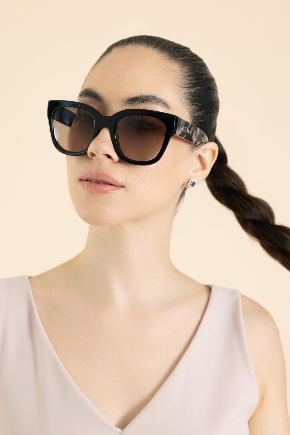 Round Sunglasses-BLACK-ACCESSORIESUNGLASSES-PRADA