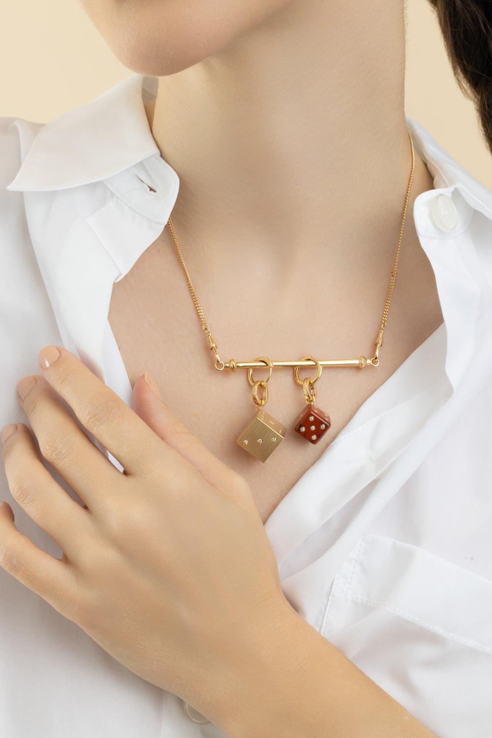 Jasper Diamond Dado Charm-YELLOW GOLD-JEWELRYFINE JEWELPENDANT-MARIE LICHTENBERG