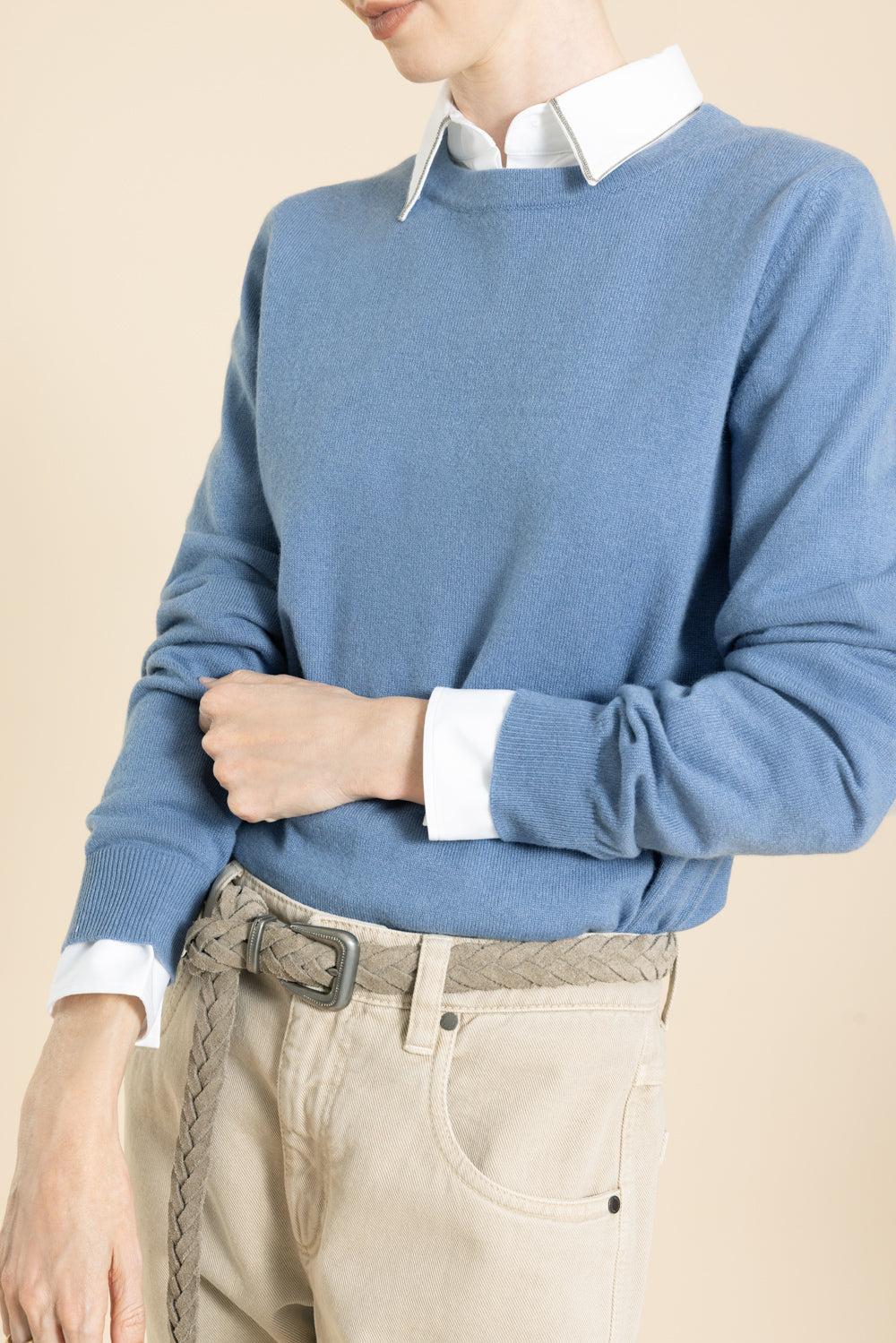 Long Sleeve Sweater - Celeste-CELESTE-XS-CLOTHINGTOPSWEATER-BRUNELLO CUCINELLI