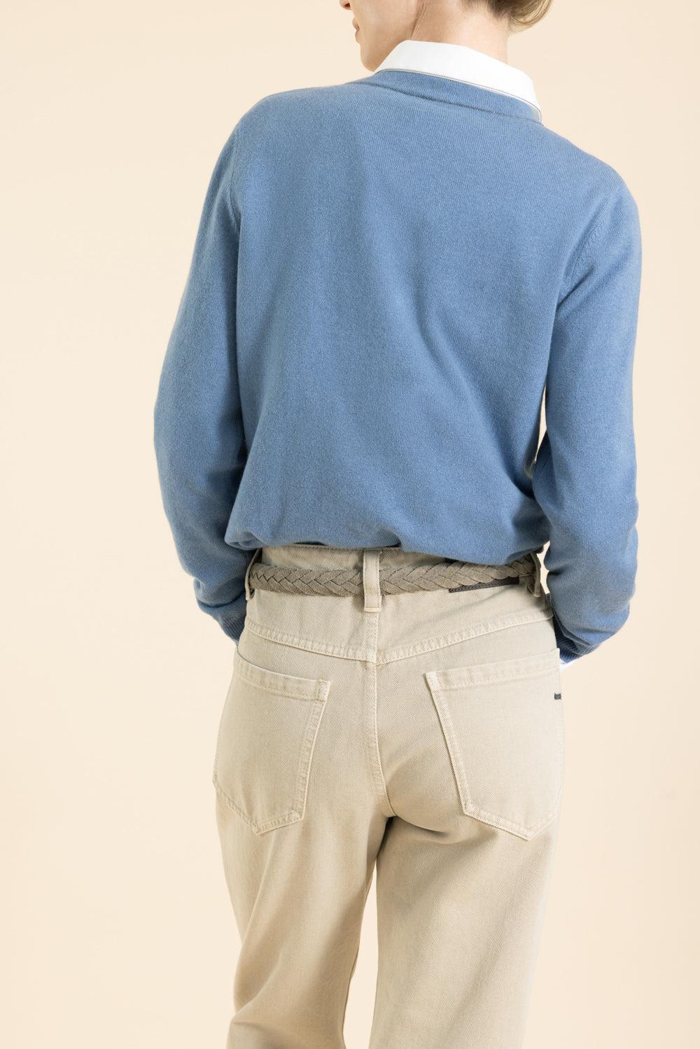 Long Sleeve Sweater - Celeste-CELESTE-XS-CLOTHINGTOPSWEATER-BRUNELLO CUCINELLI