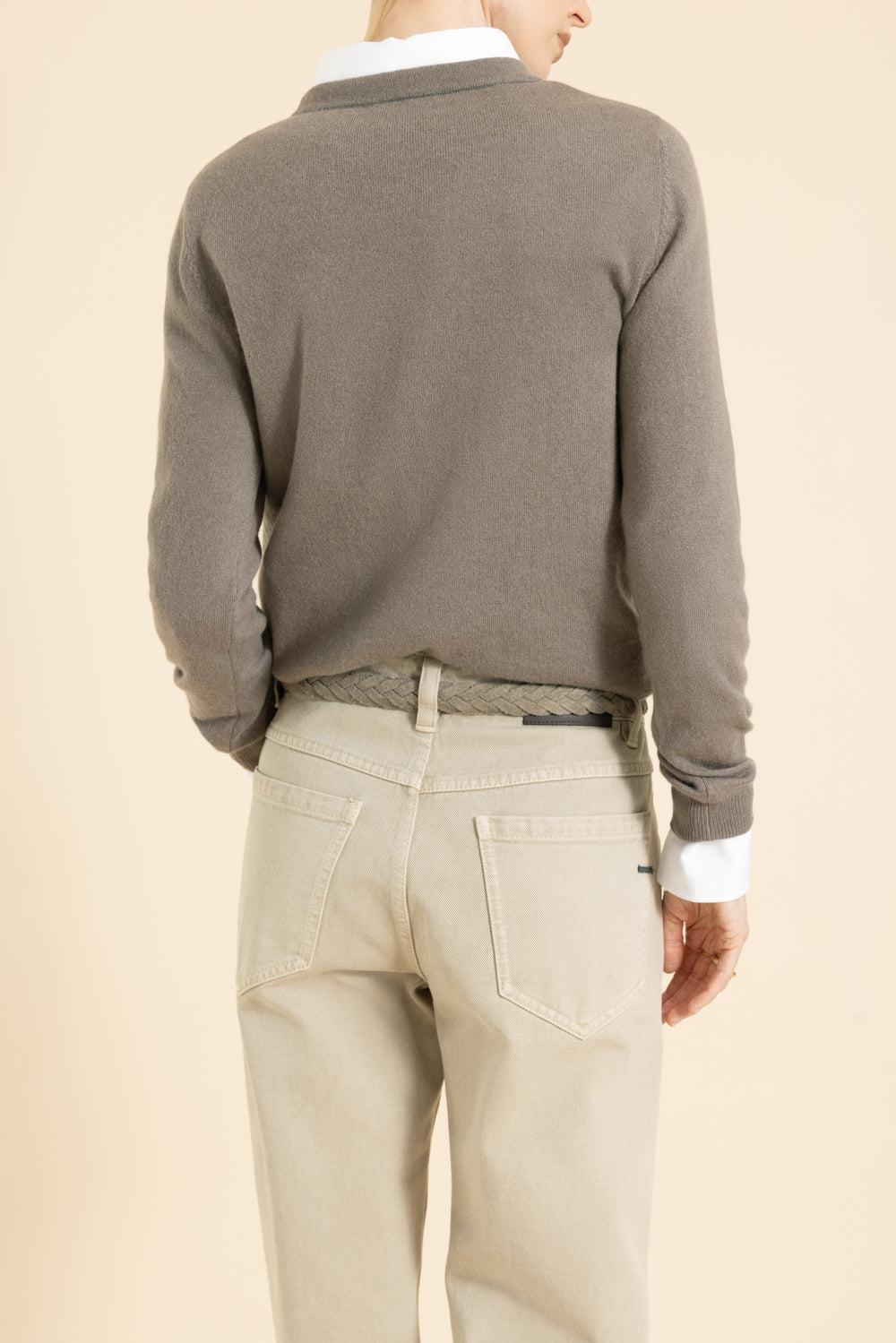 Long Sleeve Sweater - Brown-BROWN-XS-CLOTHINGTOPSWEATER-BRUNELLO CUCINELLI