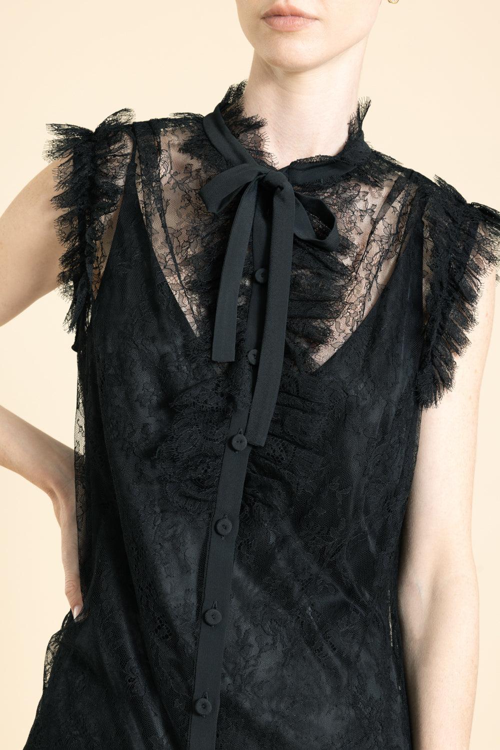 Lace Cami Blouse-BLACK-38-CLOTHINGTOPSLEEVELESS BLOUSE-MAISON COMMON