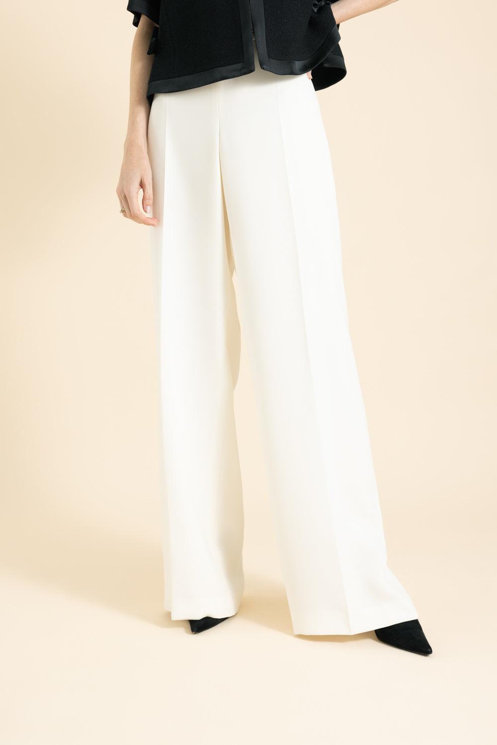 Side Zip Travel Safe Full Leg Pant-IVORY-40-CLOTHINGPANTCASUAL-MAISON COMMON