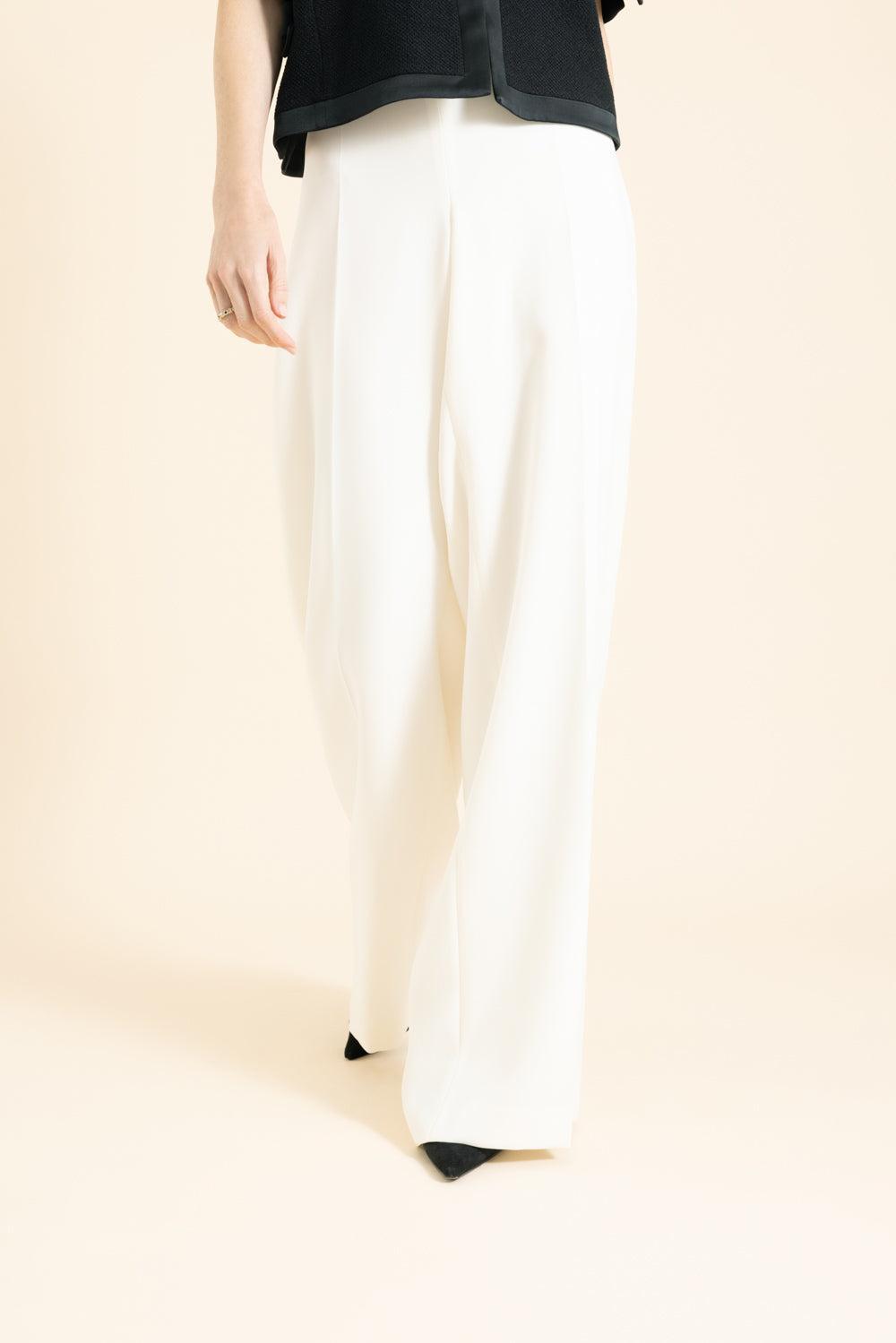 Side Zip Travel Safe Full Leg Pant-IVORY-40-CLOTHINGPANTCASUAL-MAISON COMMON