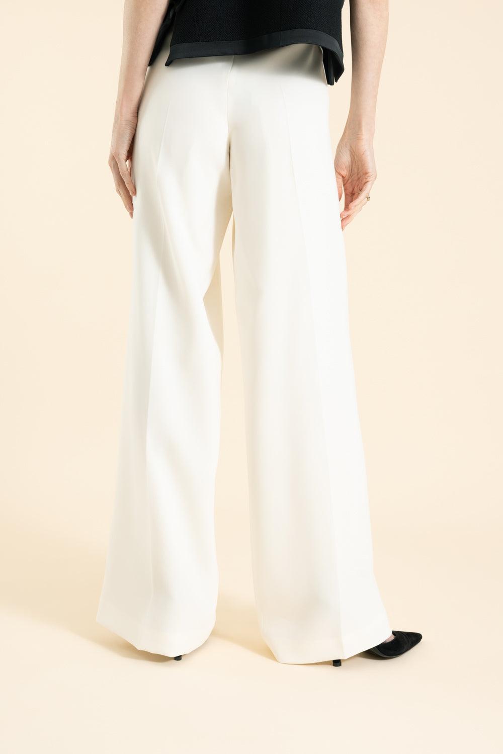 Side Zip Travel Safe Full Leg Pant-IVORY-40-CLOTHINGPANTCASUAL-MAISON COMMON